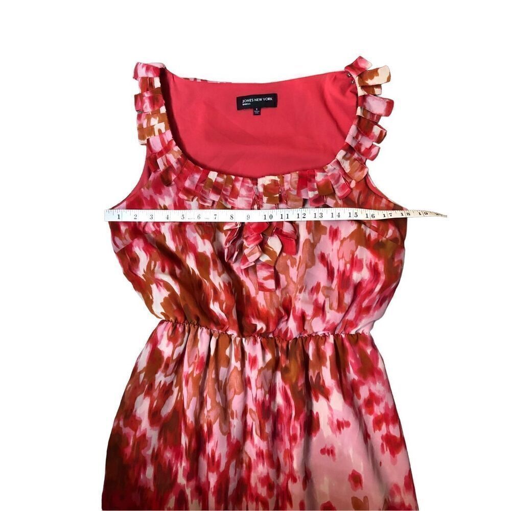 Jones New York watercolor pink chiffon sleeveless dress size 8 - Picture 7 of 10